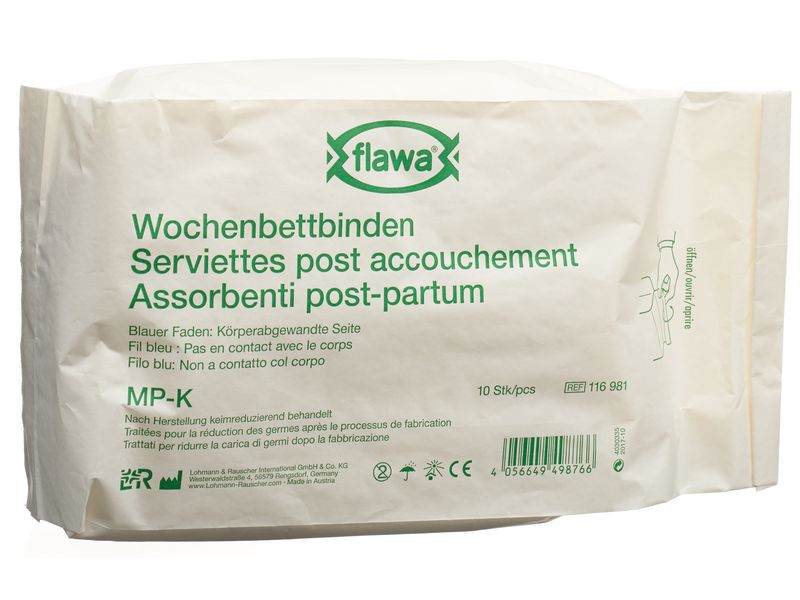 FLAWA Wochenbettbinden MP-K keimreduziert 10 Stück Wochenbettbinden keimreduzierend behandelt