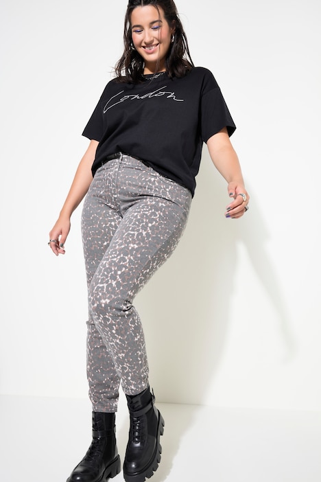Skinny-Jeans, High Waist, Leo-Print, 5-Pocket