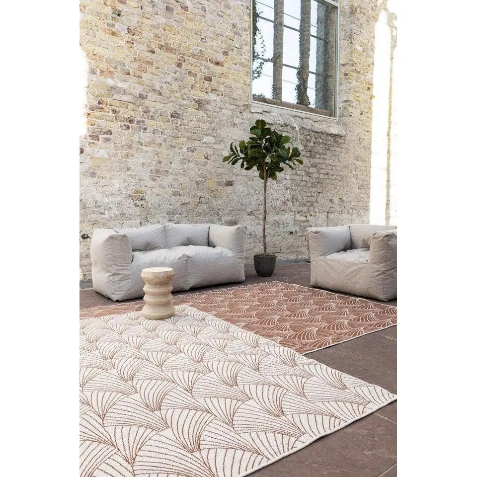 Interieur05 Buitenkleed Deco roest/wit - 290 x 200 cm