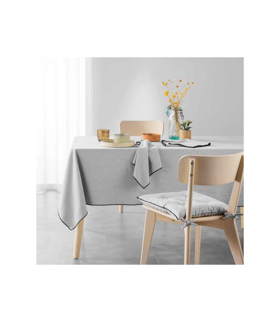 Lot de 3 Serviettes de Table Mistraline 40x40cm Gris Chiné