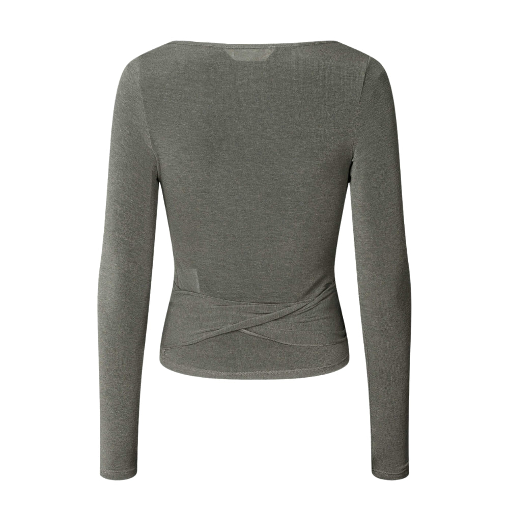 Gai+Lisva  Anne Wool Wrap langærmet t-shirt - Dark Gull Grey