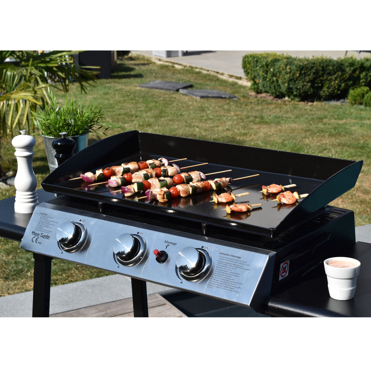 Plancha au gaz SÉVILLE - 3 brûleurs 7,5kW Happy Garden