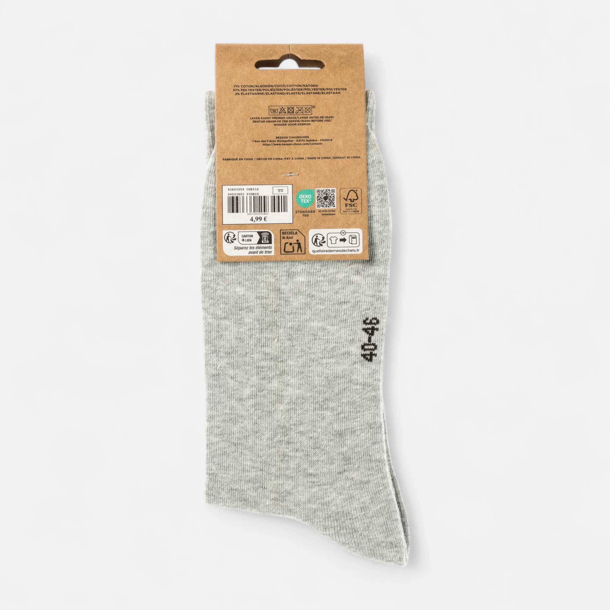 Chaussettes Homme gris