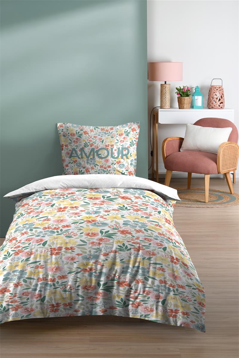 FLOWER HOUSSE COUETTE 140X200CM ET 1 TAIE 63X63CM