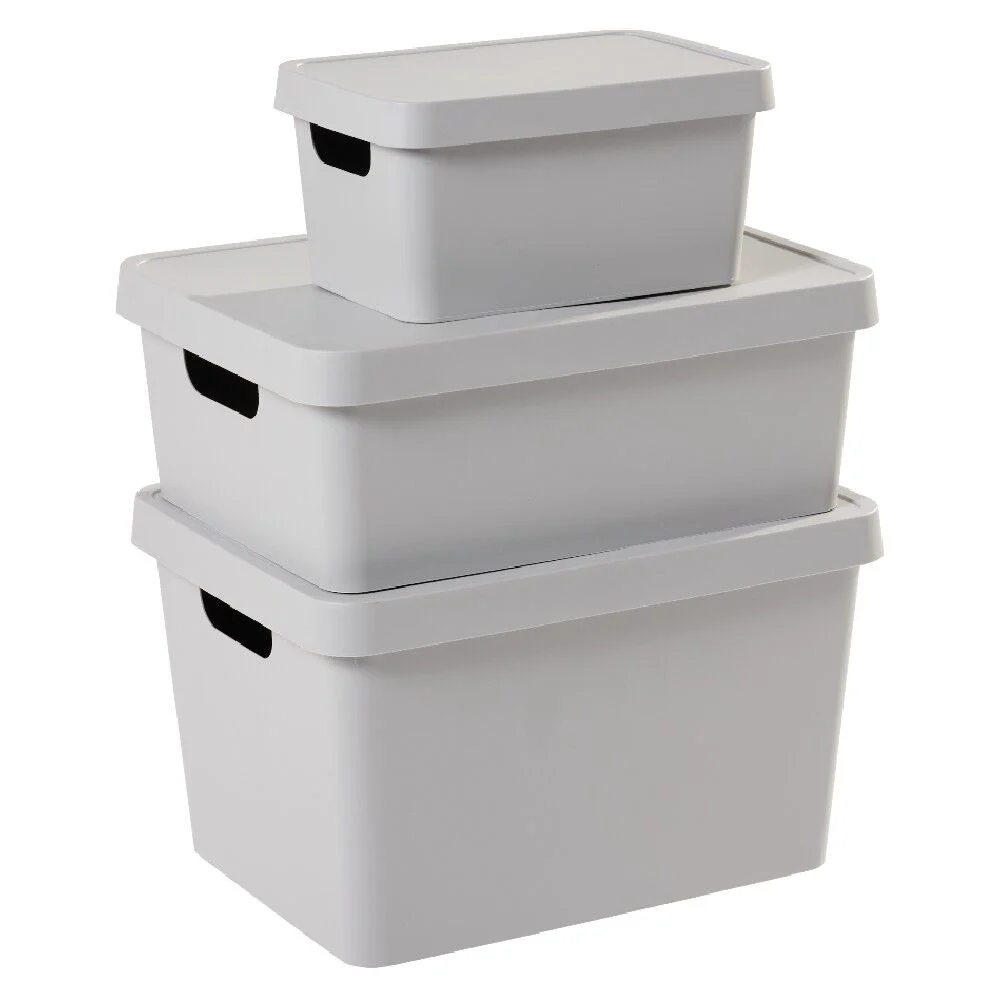 Boîte de rangement avec couvercle grise 17 L