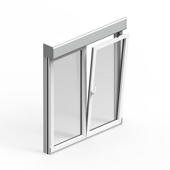 Fenêtre alu 2 vantaux oscillo-battant + volet roulant électrique GoodHome blanc - l.100 x h.125 cm