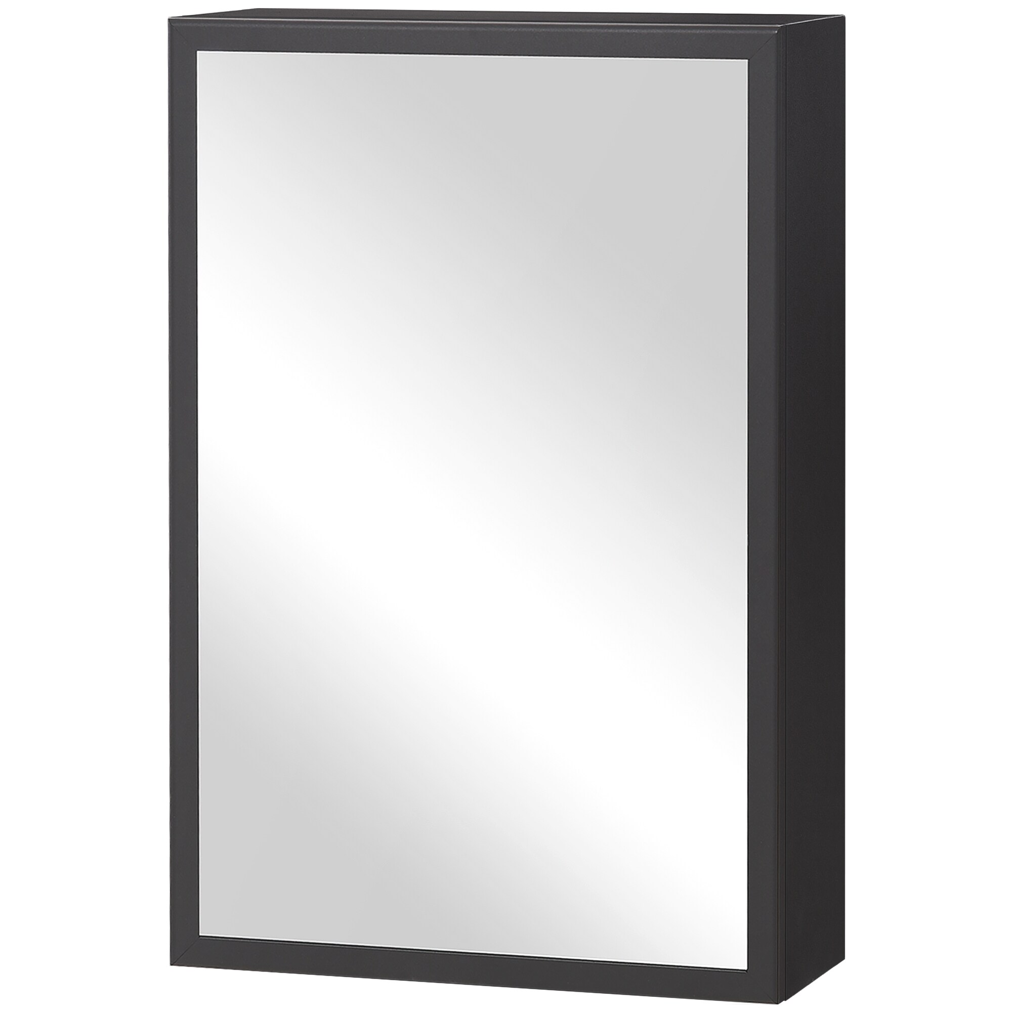 kleankin Spiegelschrank mit Spiegelglastür schwarz 40L x 15B x 60H cm
