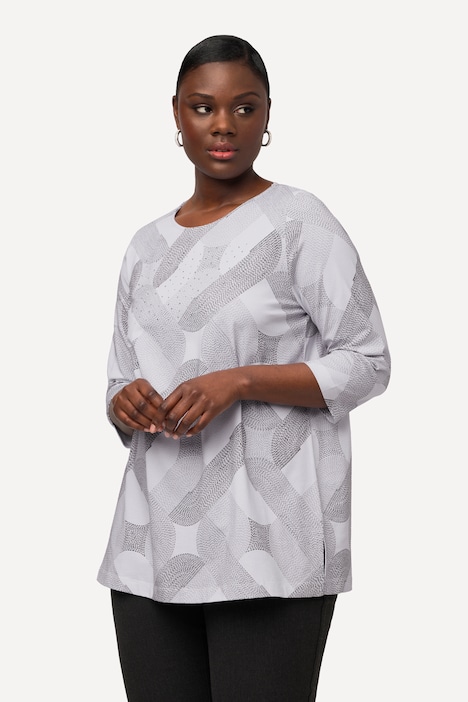 Shirt, Ziersteine, Rundhals, 3/4-Arm, Pima Cotton