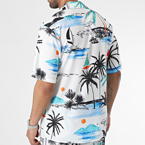 Ensemble Chemise Manches Courtes Et Short Jogging Blanc Noir