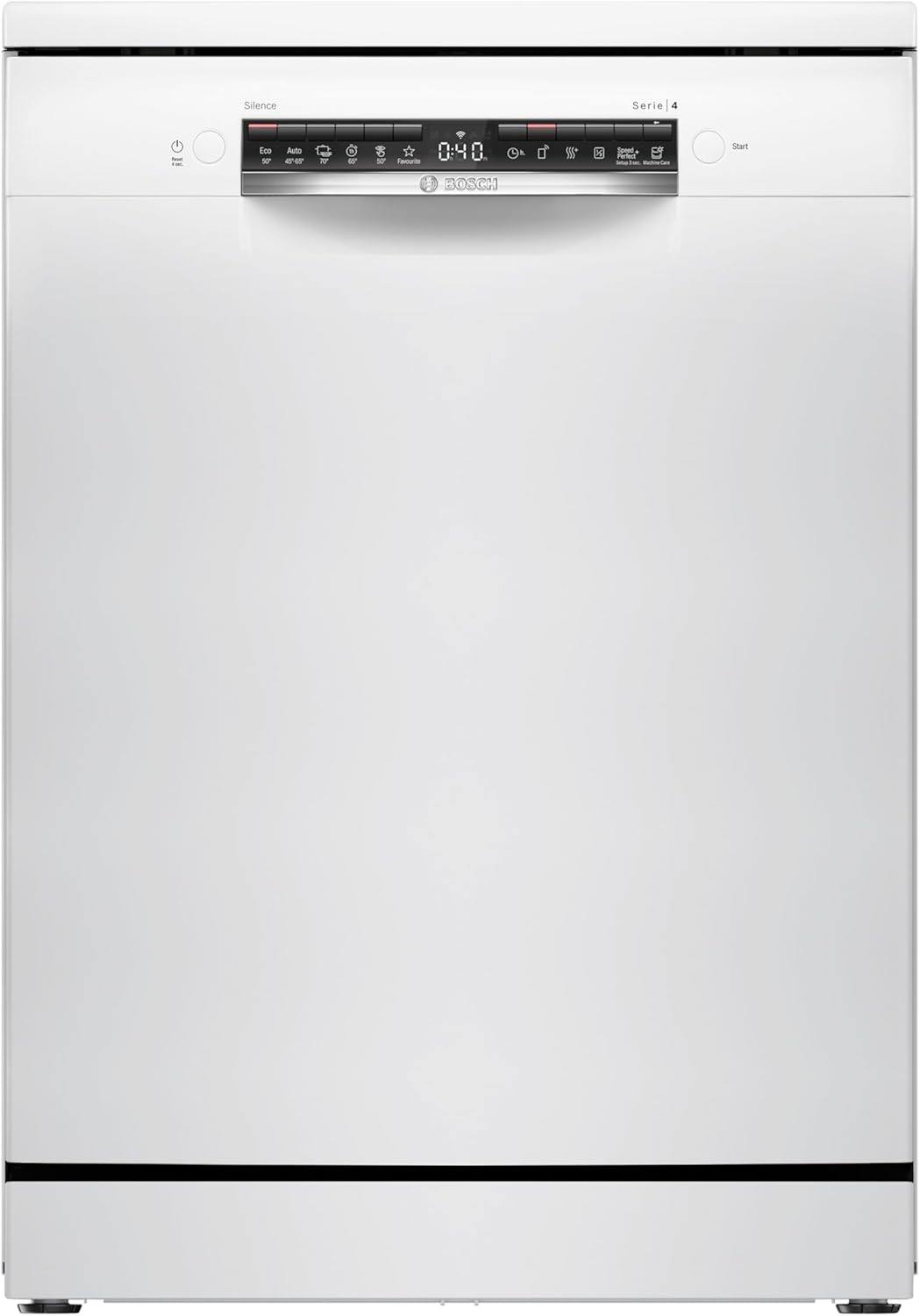 Bosch Geschirrspüler 60 cm, Freistehend, Silence Programm, VarioFlex-Körbe und VarioSchublade - Flexibilität und Komfort beim Beladen, Automatisierte Startzeit, Extra Trocknen, SMS4HVW14E, Weiß