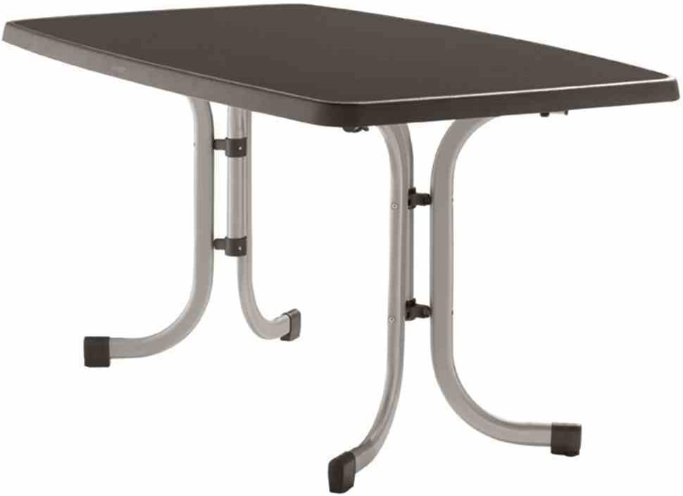 Sieger 253/A Boulevard-Klapptisch mit mecalit-Pro-Platte 150 x 90 cm, Stahlrohrgestell graphit, Tischplatte Schieferdekor anthrazit