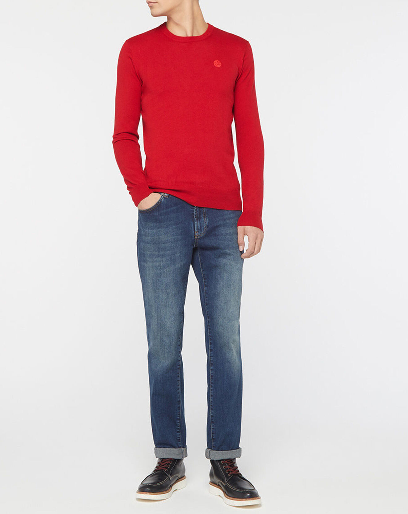 North Sails Pull en Coton Bio & Laine col rond rouge