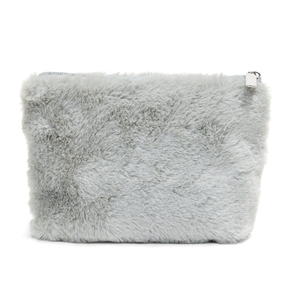 Trousse à maquillage toucher doux 14x20cm - 2 modèles rose ou gris