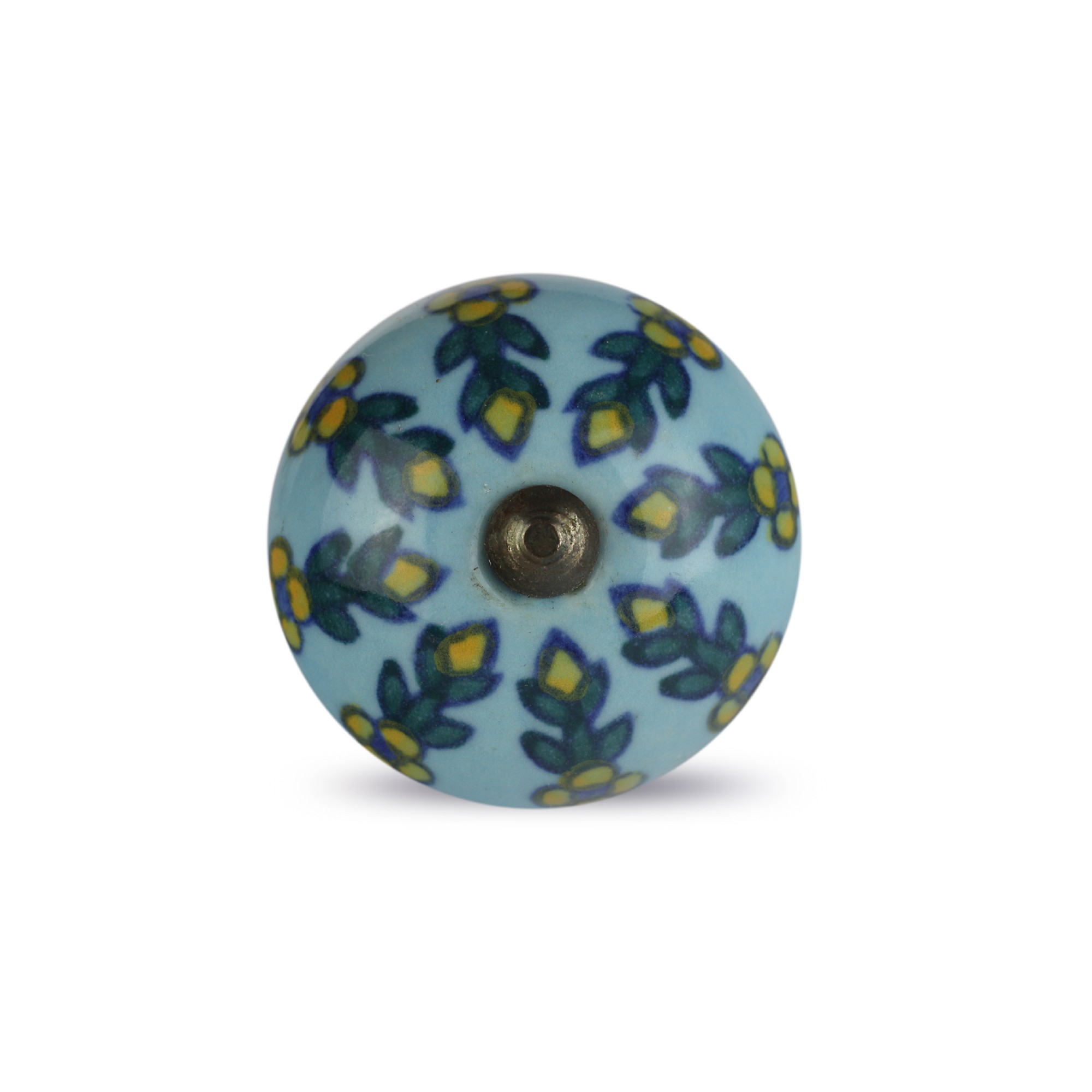 Keramik-Knauf rund, blau, grün-gelb, Ø 3,8 cm, L 2,5 cm günstig bestellen