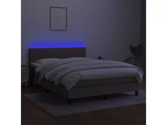 Sommier tapissier avec matelas et LED Taupe 140x190 cm Tissu