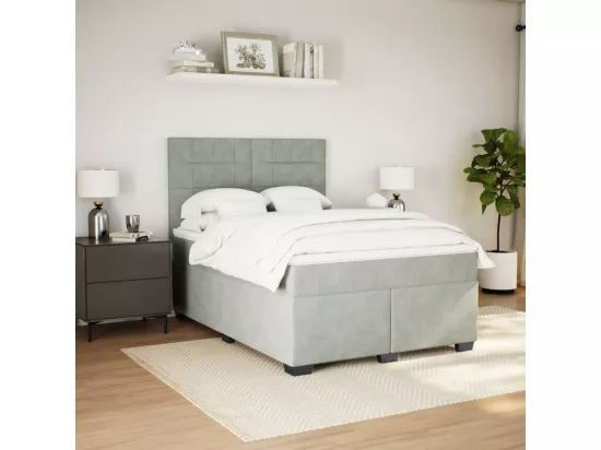 Sommier à lattes de lit et matelas Gris clair 160x200cm Velours