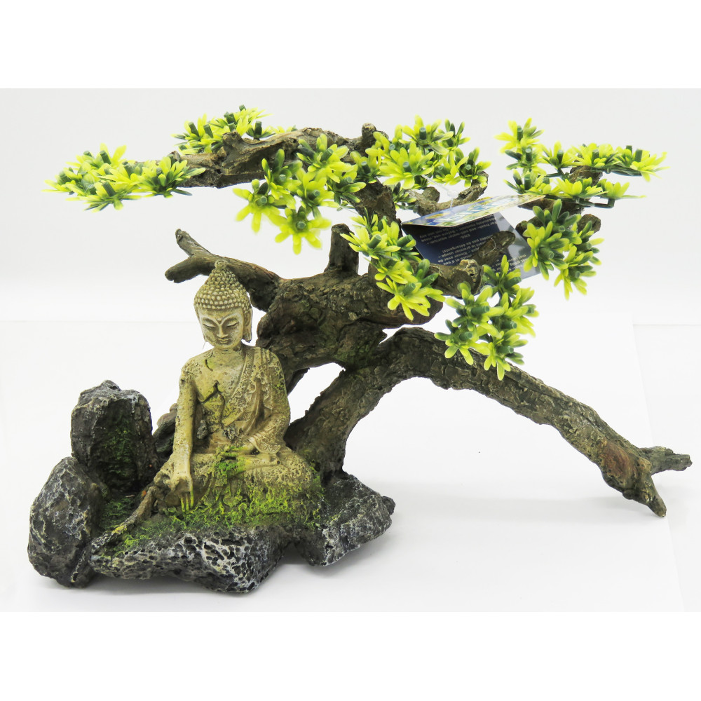 Bouddha avec arbuste 325 x 165 x 210 mm décoration aquarium