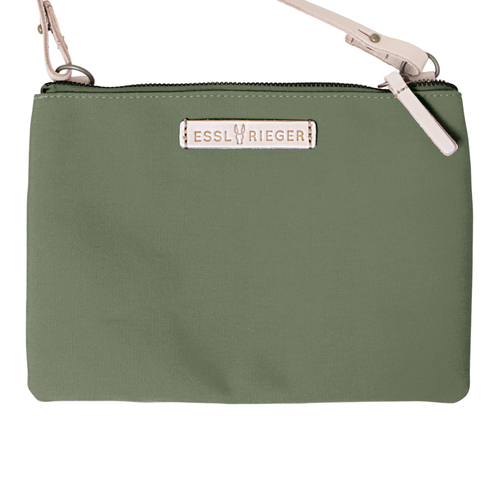 Clutch Charlie Oliv, Leder Natur