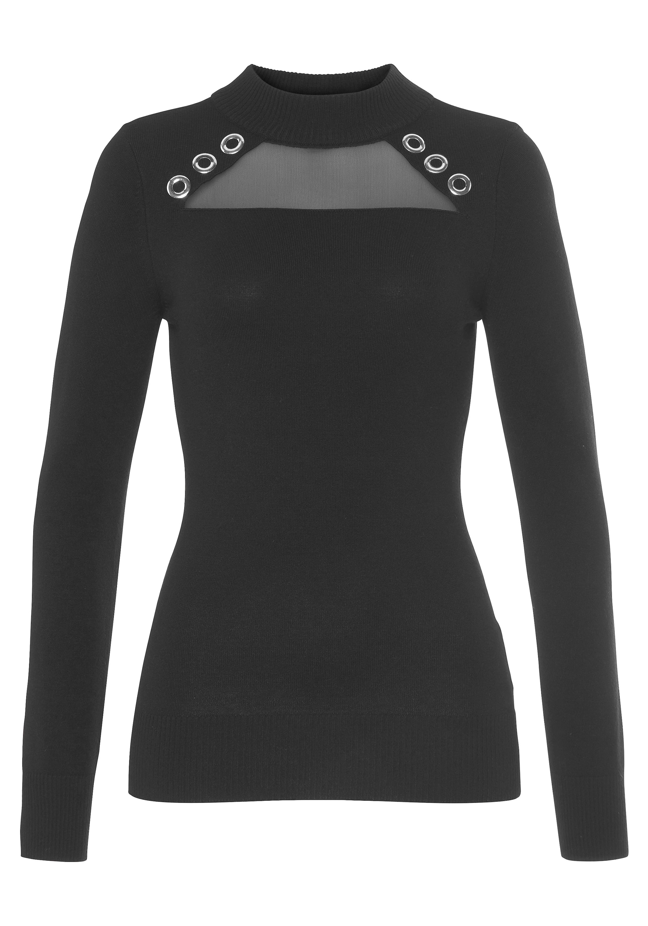 Melrose Strickpullover mit Nietendetails und Mesh-Einsatz