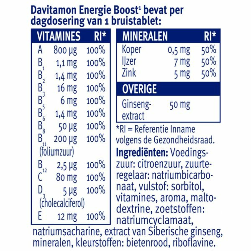 Davitamon Energie Boost Multivitamines Mineralen20 Bruistabletten