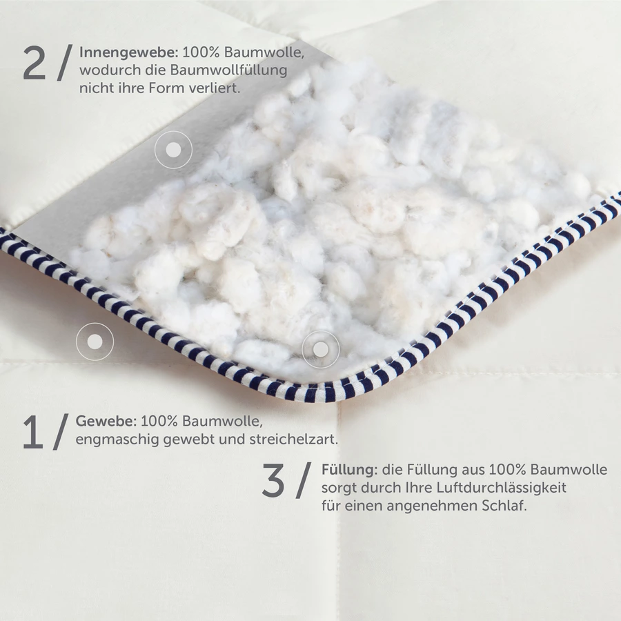 hibboux® Kopfkissen & Bettdecke Vanilla Cotton Set Ecru