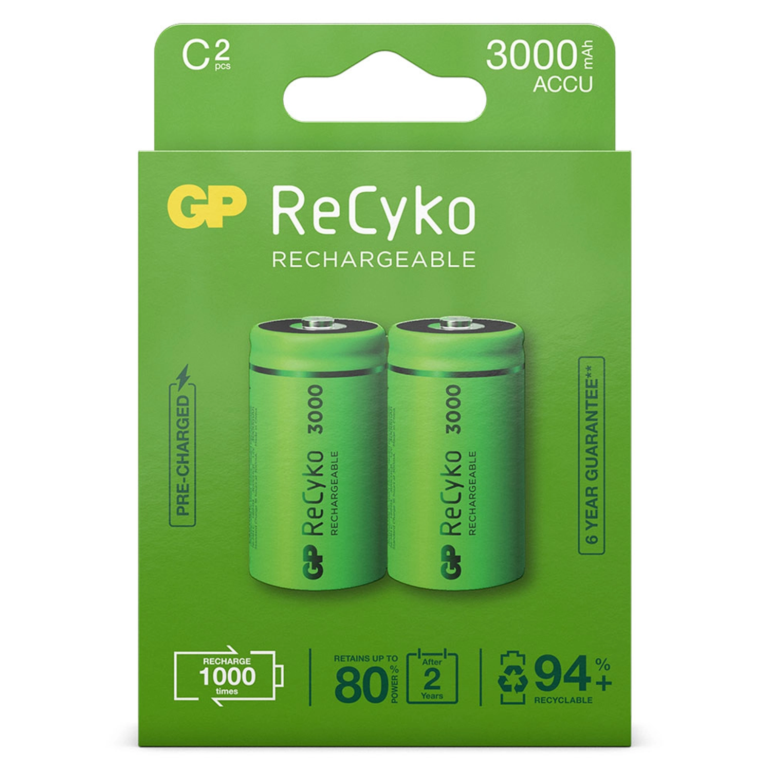 GP 3000mAh Oplaadbaar batterij -NiMH - 2x C - 120300CHCB-C2
