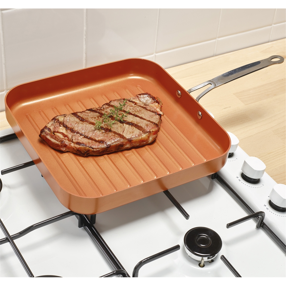 Poêle grill cuivrée