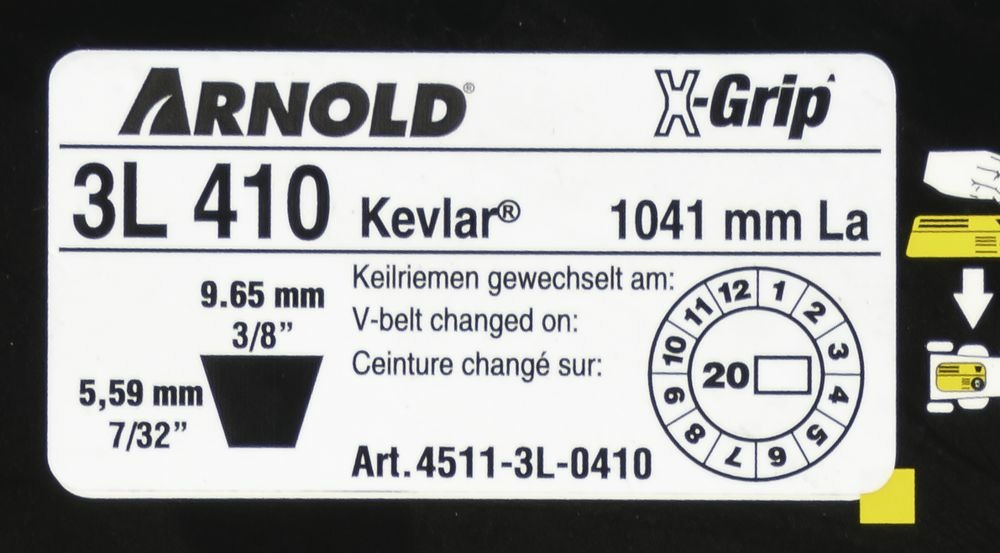 Courroie trapézoïdale x-grip v de type 3l410