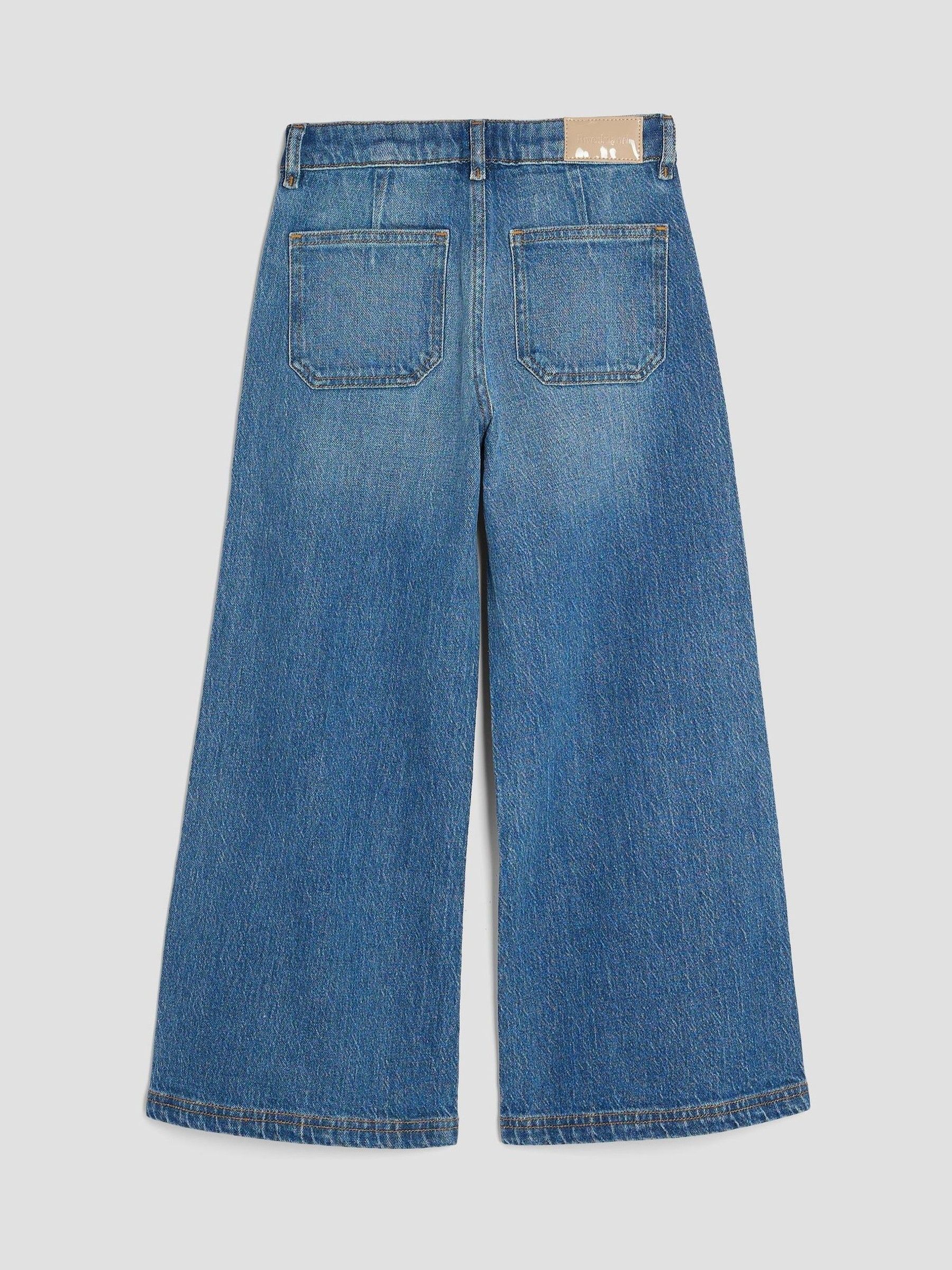 River Island Girls Pocket Front Wide Leg Jeans