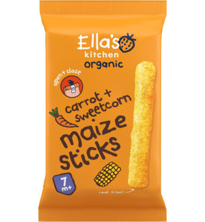 Ella’S Kitchen Maize Sticks Carrot Sweetcorn 7+ Maanden Bio (16 gr)