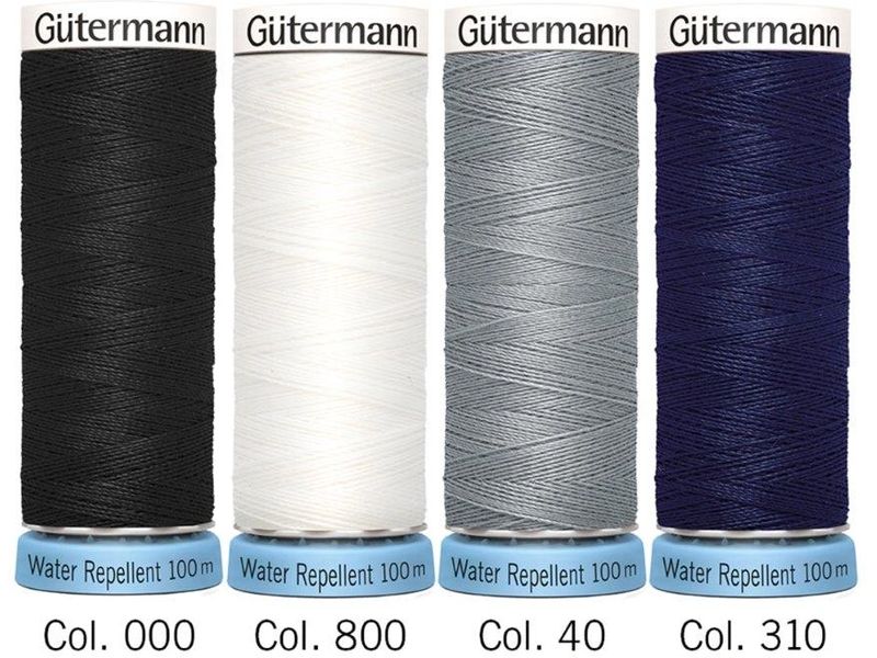 Gütermann Nähgarn-Set Water Repellent 4 Stück, Blau/Grau/Sc Wasserabweisender Universalnähfaden im Set