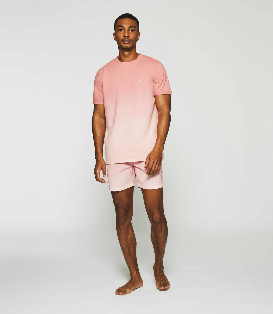 T-shirt à manches courtes dégradé dip dye rose GUYTO