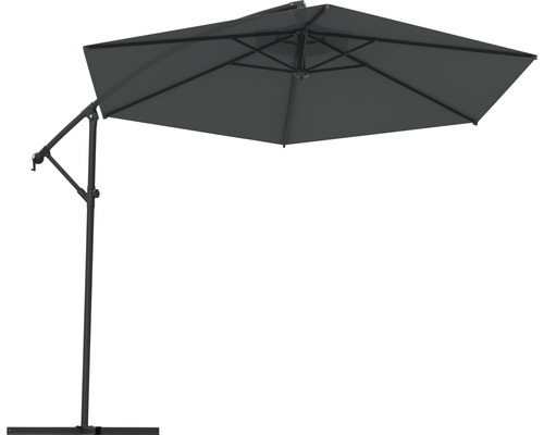 Soluna Lyon zweefparasol, Ø 300 cm, donkergrijs, inclusief kruisvoet