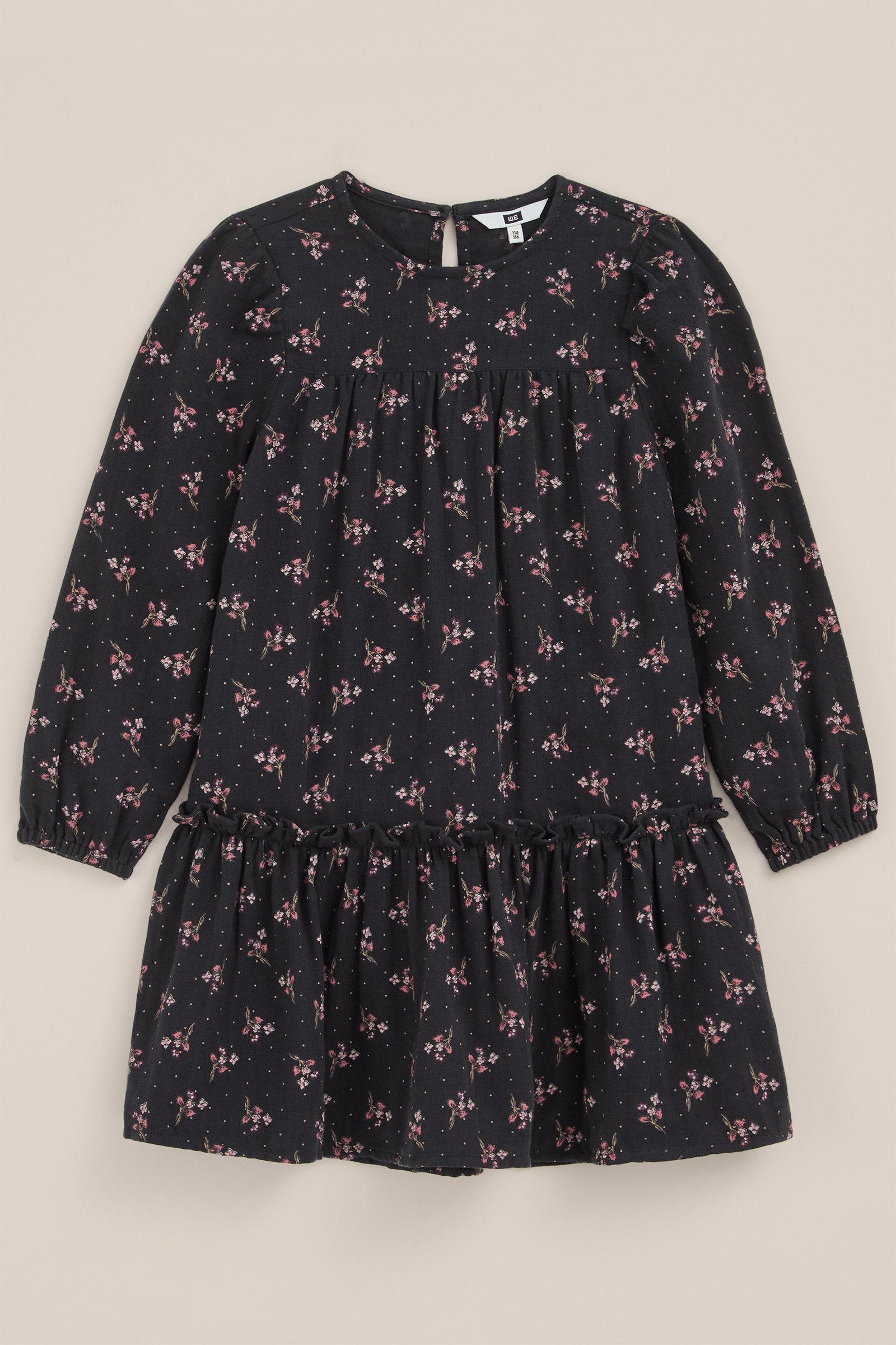 Meisjes jurk met embroidery WE Fashion Donkergrijs