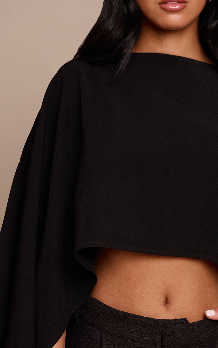 Noir Haut Style Cape Tissé