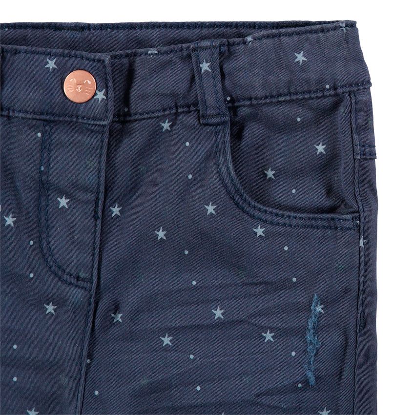 Pantalon en coton avec étoiles imprimées all-over - Bleu marine