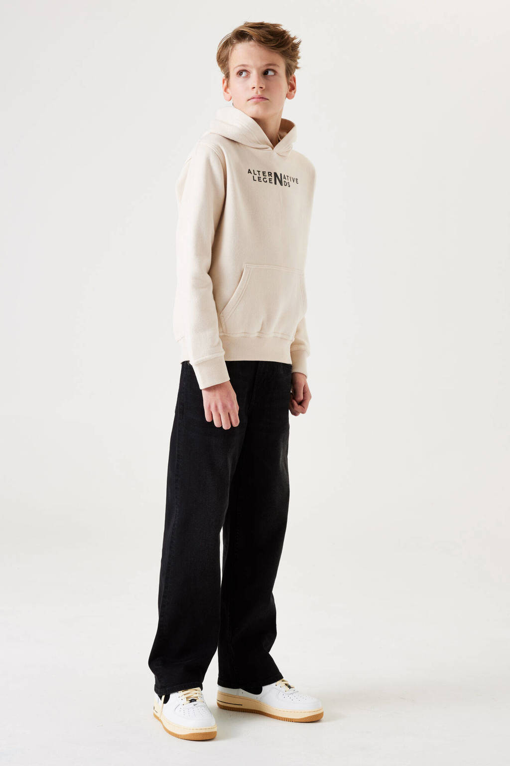 Garcia hoodie met tekst ecru