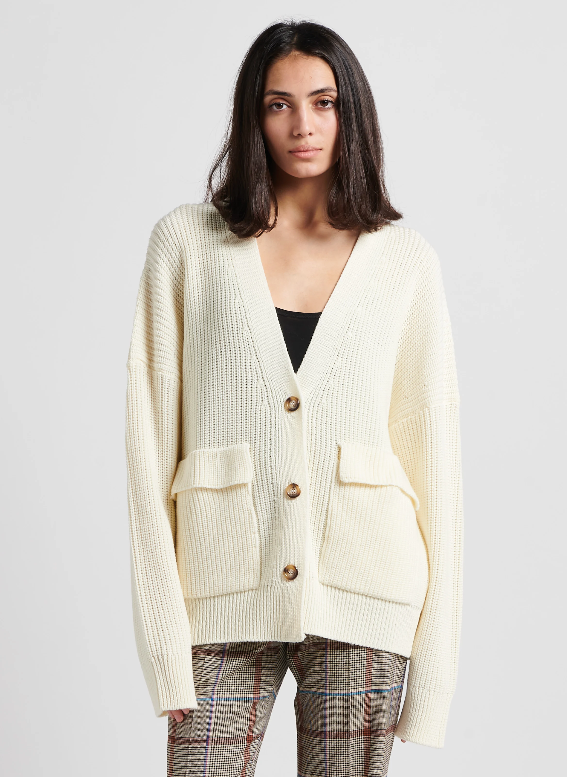 PRAGUE - Gilet col V en laine | Beige