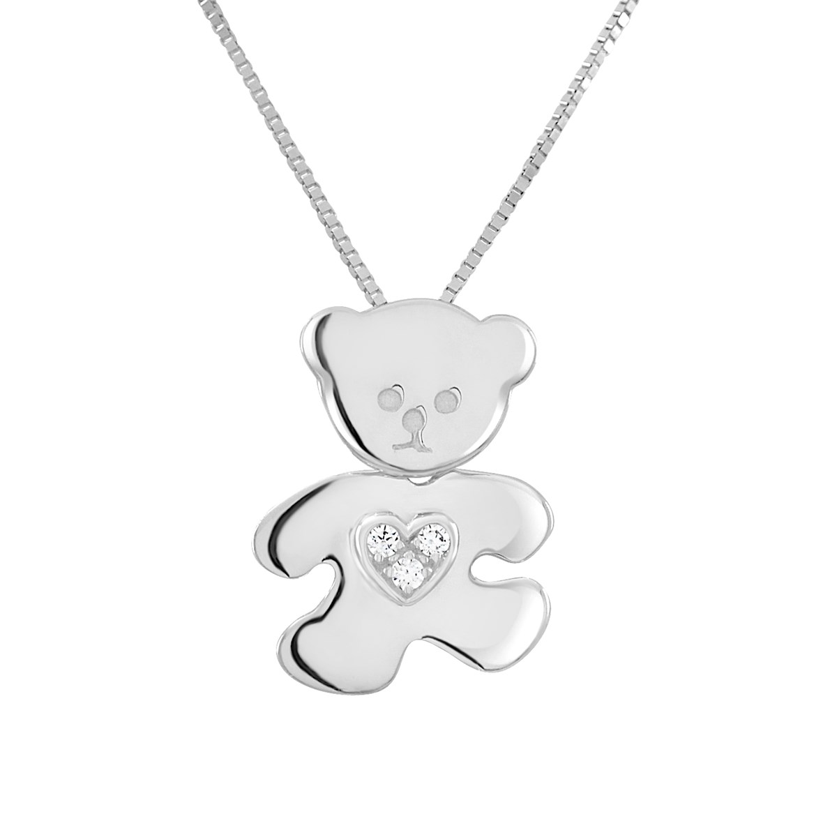 Pendentif OURSON COEUR - Or Blanc