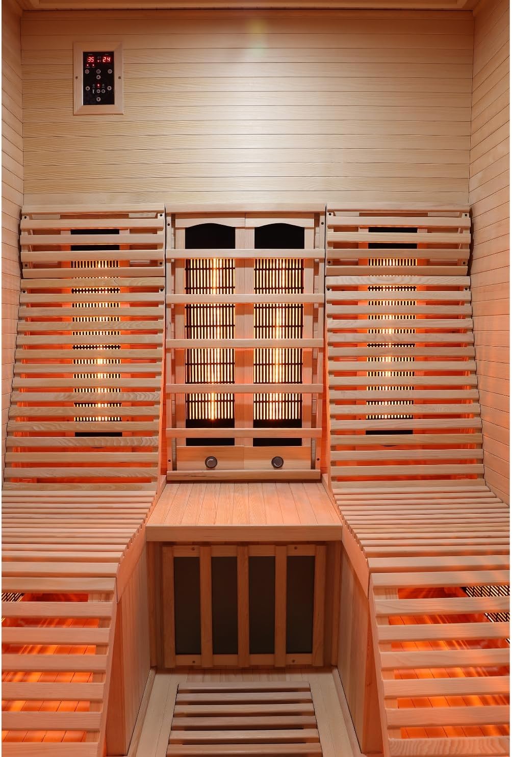 Infrarotkabine Infrarotsauna Oslo für 2 Personen, Mit Farblichttherapie, MP3 Player inkl. Bluetooth, Leselicht, 2 Lautsprecher, 8 Vollspektrumstrahler, 2 Carbon Heizplatten
