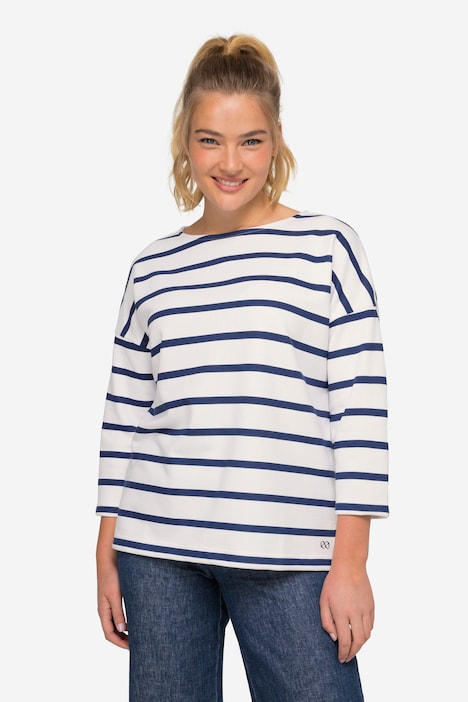 Sweatshirt, oversized, Ringel, 3/4-Ärmel, OEKO-TEX