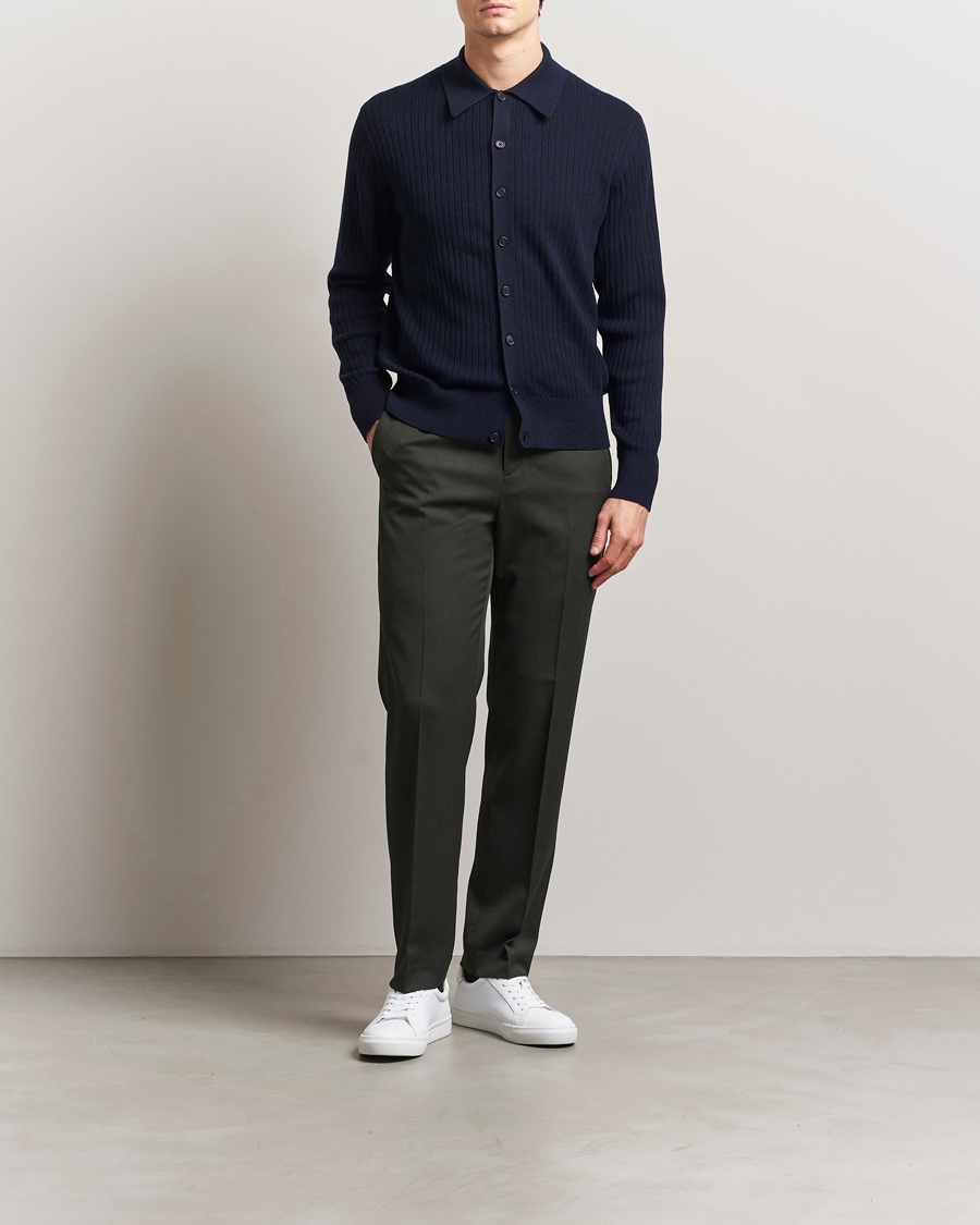 Filippa K Tailored Twill Drawstring Trousers Green Melange