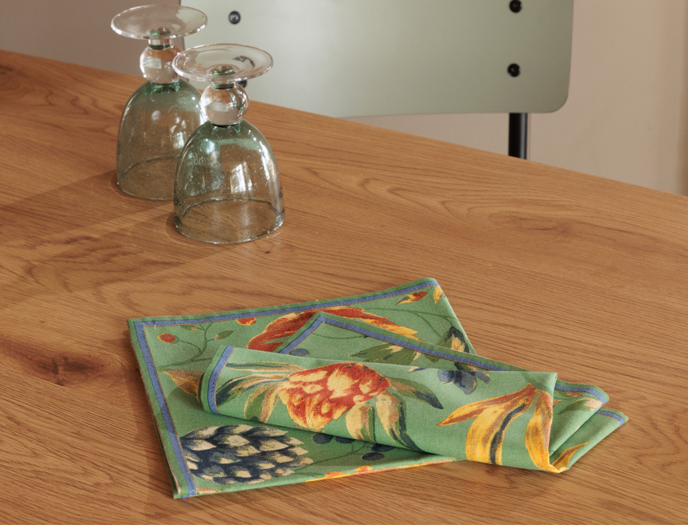 Lot de 2 serviettes de table imprimées-Avec délice