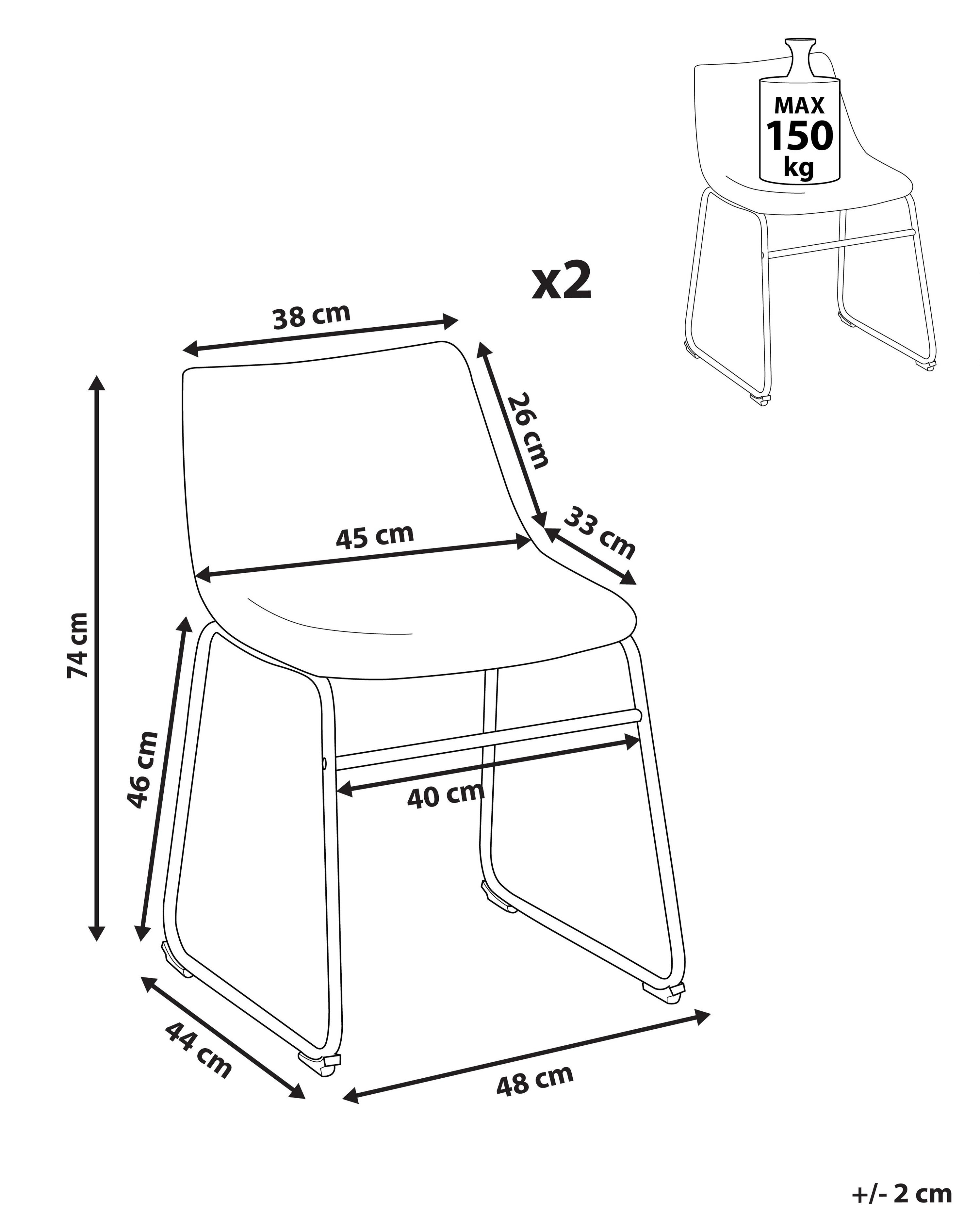 Set van 2 eetkamerstoelen BATAVIA Stof Zeeblauw