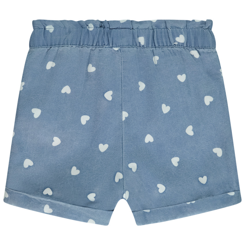 Short en toile imprimé cœurs pour bébé fille