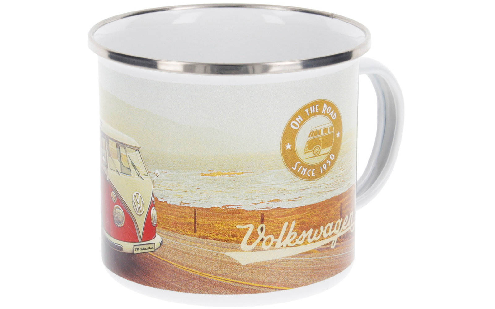 VW Collection T1 Bulli Emaille Tasse 500 ml Beachlife