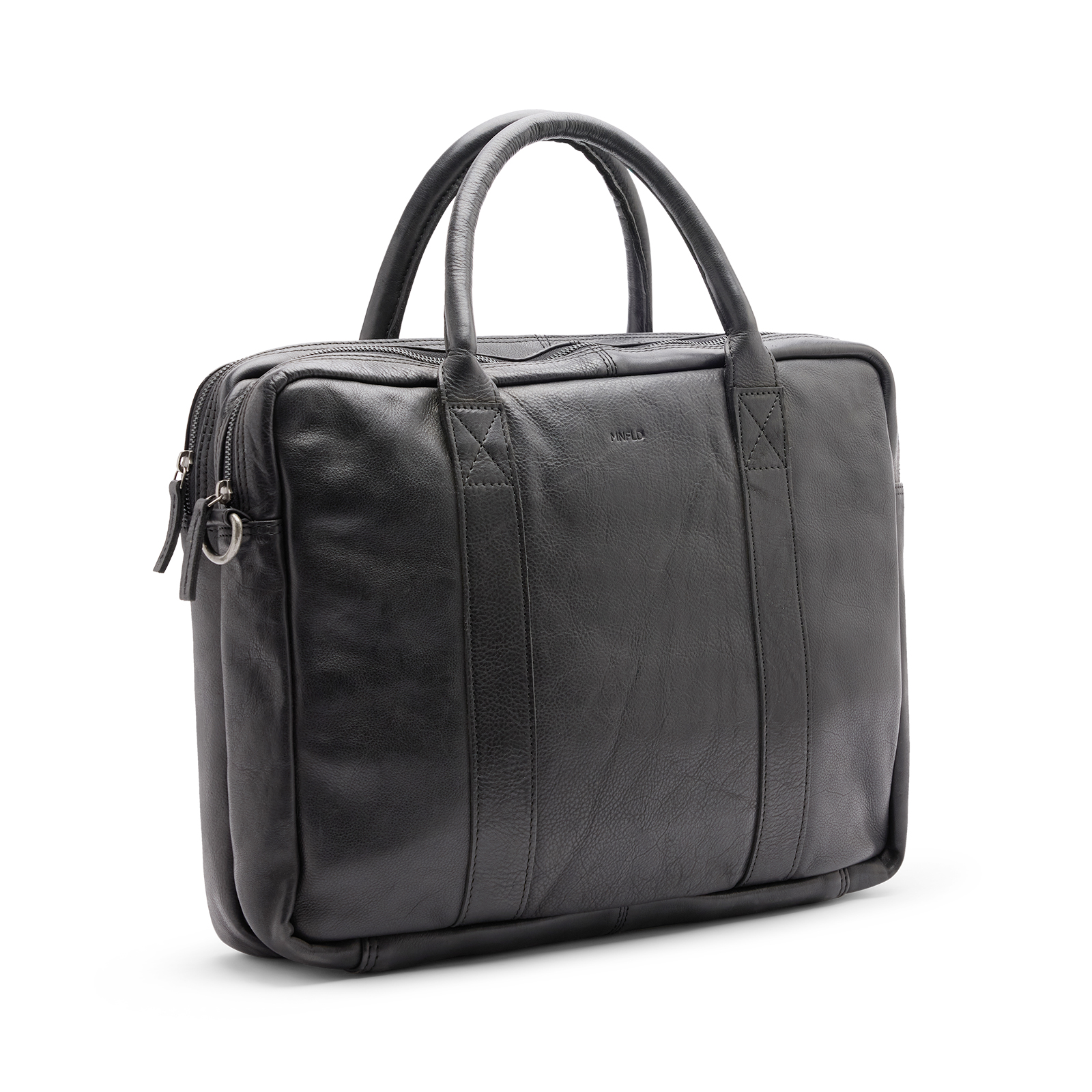 18 inch zwarte leren laptoptas