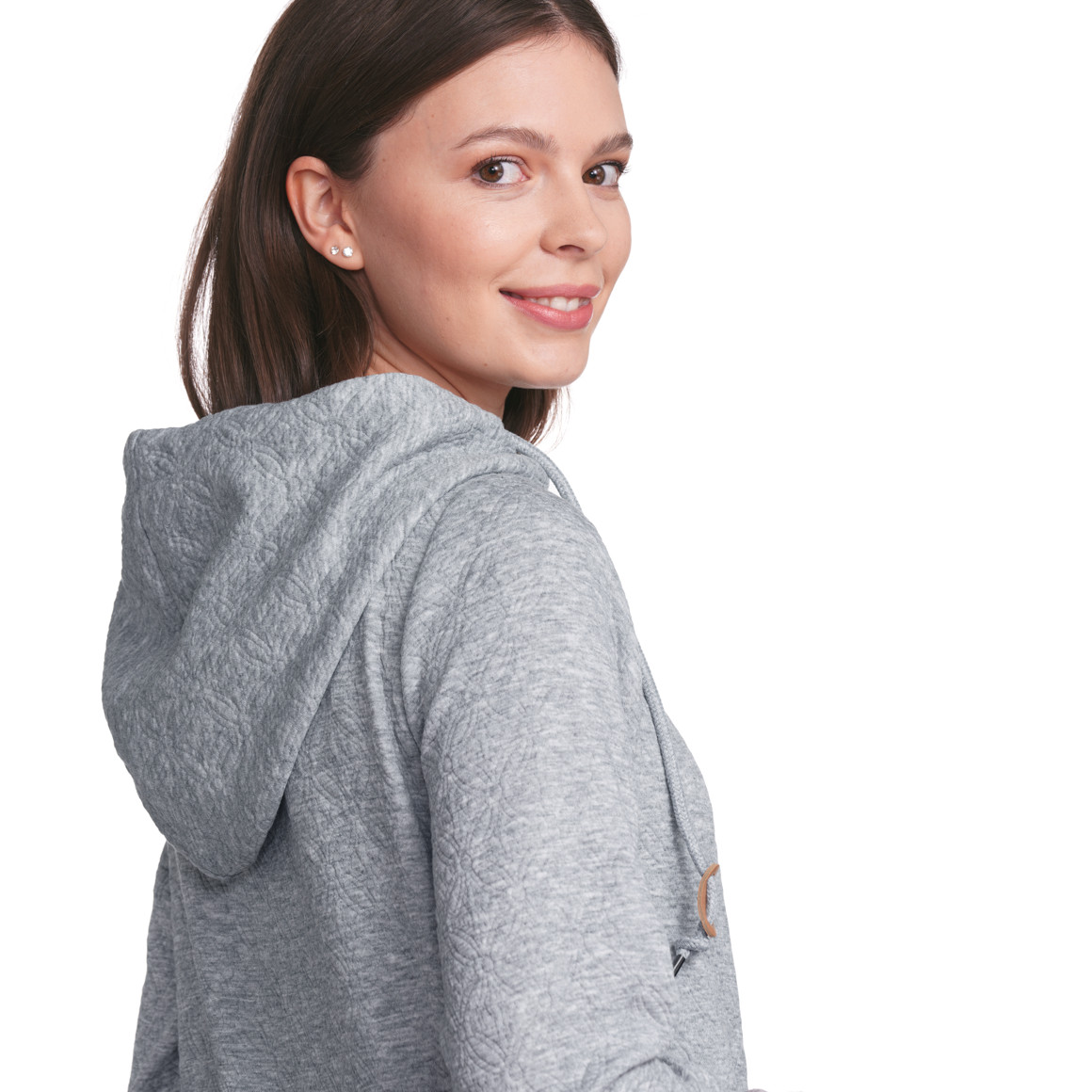 Gina Damen Hoodie mit Strukturmuster hellgrau