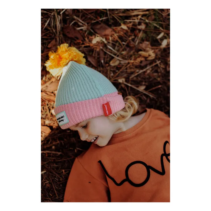 Hello Hossy Bonnet Colorblock Coton Bio | Bleu Vert