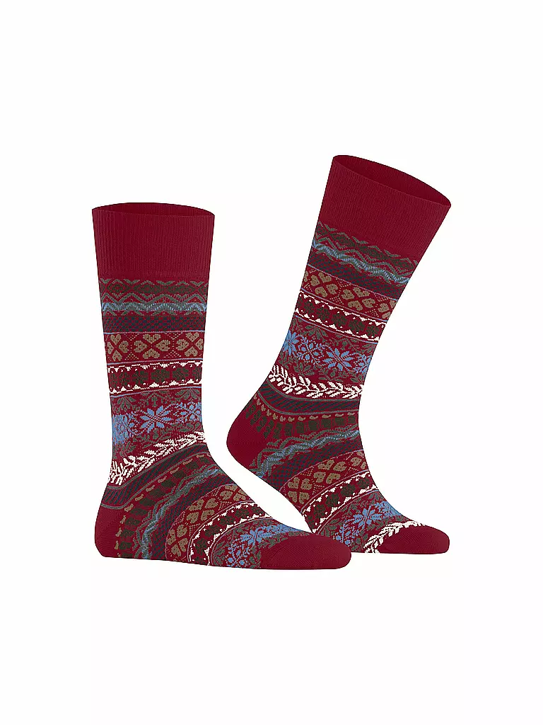 BURLINGTON Herren Socken COUNTRY FAIR ISLE 40-46 cranberry dunkelrot